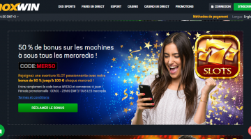 Noxwin 50 % de bonus sur les machines à sous tous les mercredis